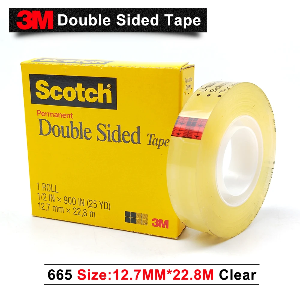 Лента скотч bopp 3m/3m 665 прозрачная Двухсторонняя клейкая 12 7 мм * 22 8 м 30 рулонов|3m scotch