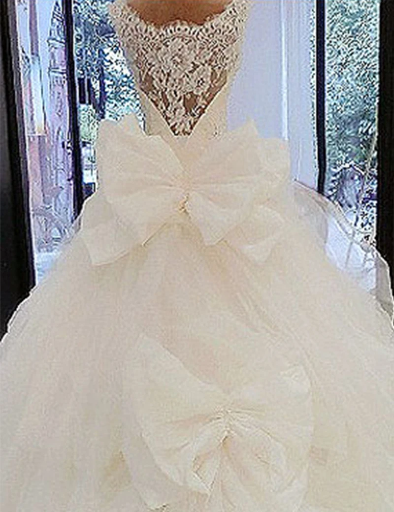 Свадебное платье 2017 Свадебные Длинные с высокой горловиной из бисера Белый Кот