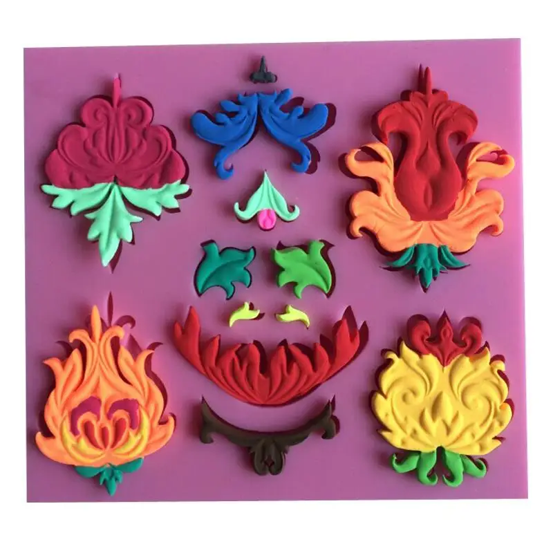 

Flowers leaves lace chocolate wedding cake decorating tools DIY baking fondant silicone mold cooking mould T0189