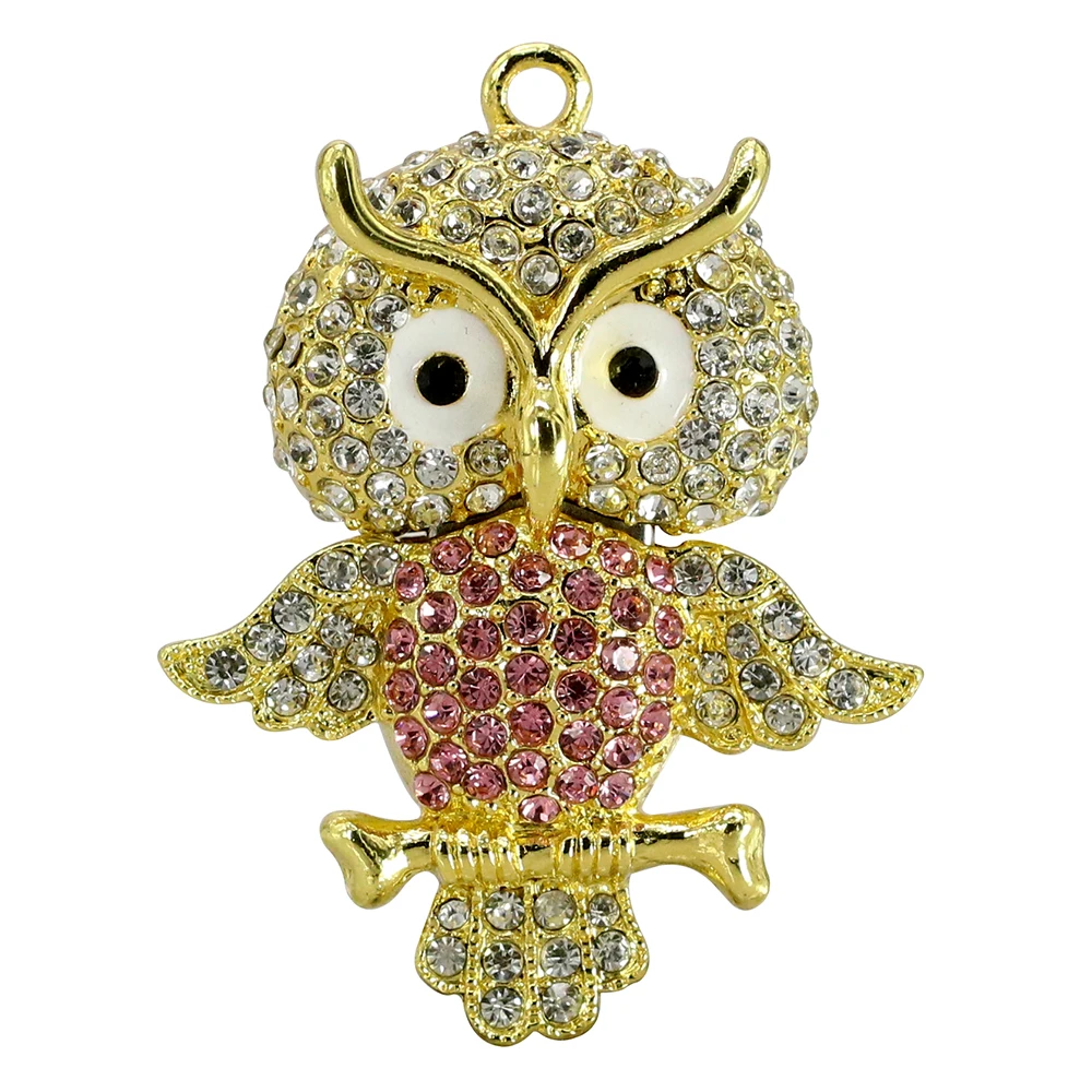 USB флеш накопитель с алмазными металлическими Материал Сова Цепочки и ожерелья