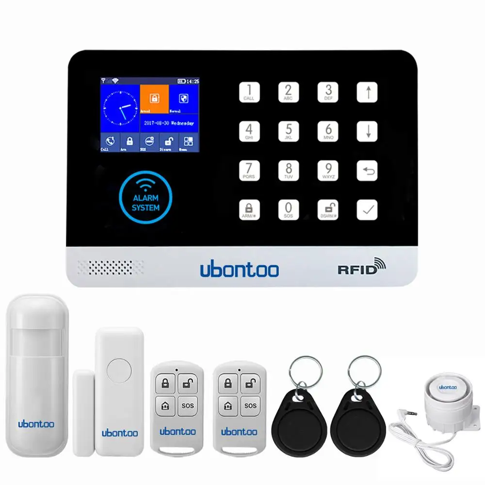 KitA Ubontoo несколько языков Wi-Fi GSM домашняя охранная сигнализация детектор движения приложение управление пожарный сигнальный датчик дыма - Цвет: KitA