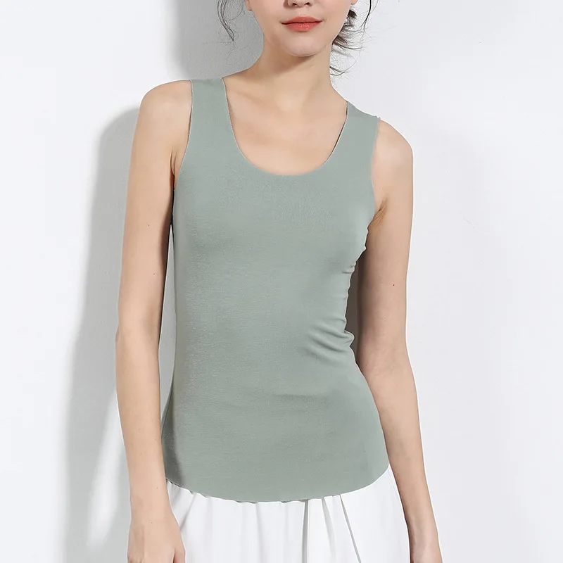Green U-Neck TWTZQ, новинка, M-XXL размера плюс, летняя майка без рукавов, женская футболка, хлопок, круглый вырез, v-образный вырез, тонкие топы для девочек, женская одежда, 3BX004 - Цвет: Green U-Neck