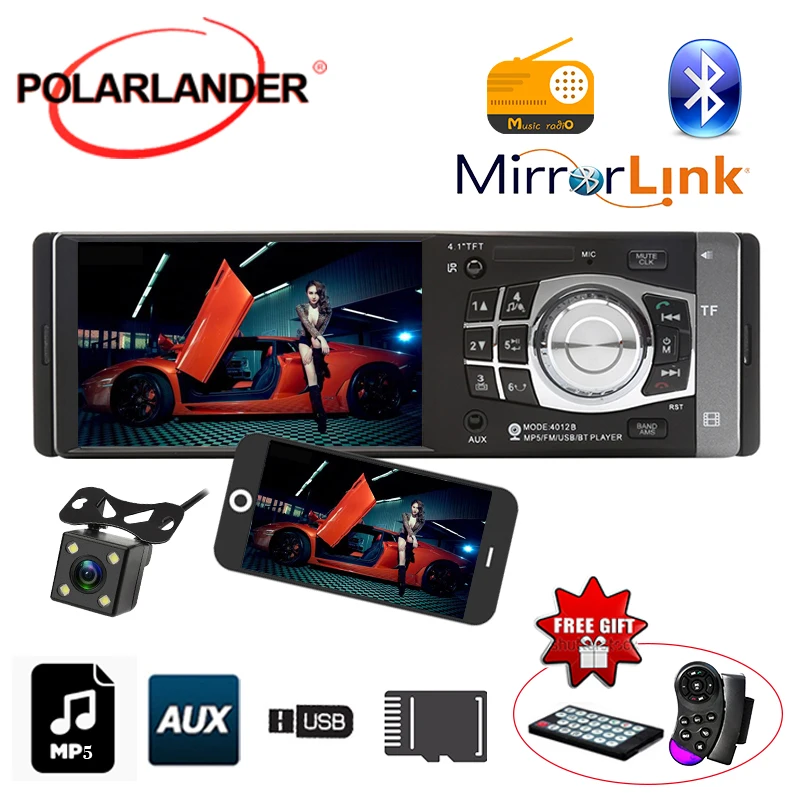 

Autoradio 4.1" 1DIN FM/USB/TF/AUX Bluetooth Microphone Stereo radio With Camera Car MP5/MP4 radio cassette player Car Radio