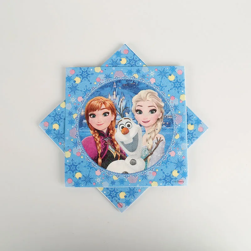 napkins 10pcs Вечерние украшения принцессы Эльзы и Анны для вечеринки в честь Дня Рождения; Детский комплект Эльзы для дня рождения; праздничные принадлежности для дня рождения - Цвет: napkins 10pcs