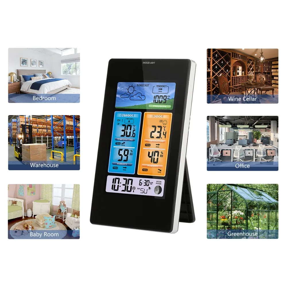 Digital Weather Forecast Station Protmex PT3374 Multifunction Wireless Alarm Clock with Colorful Display | Дом и сад