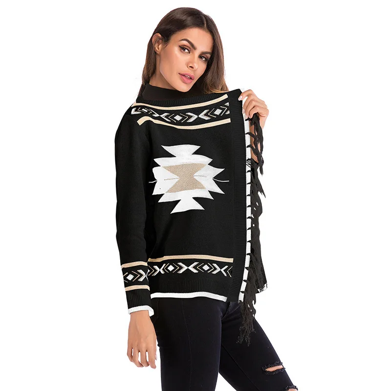 

Fashion Coat Knitting Geometric Women Sweater Geometry Punk Tops Jacket