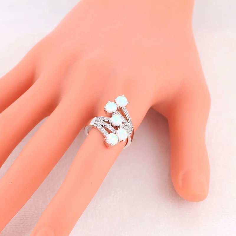 Ayowei драгоценные подарки для матери Белый огненный опал серебряные штампованные