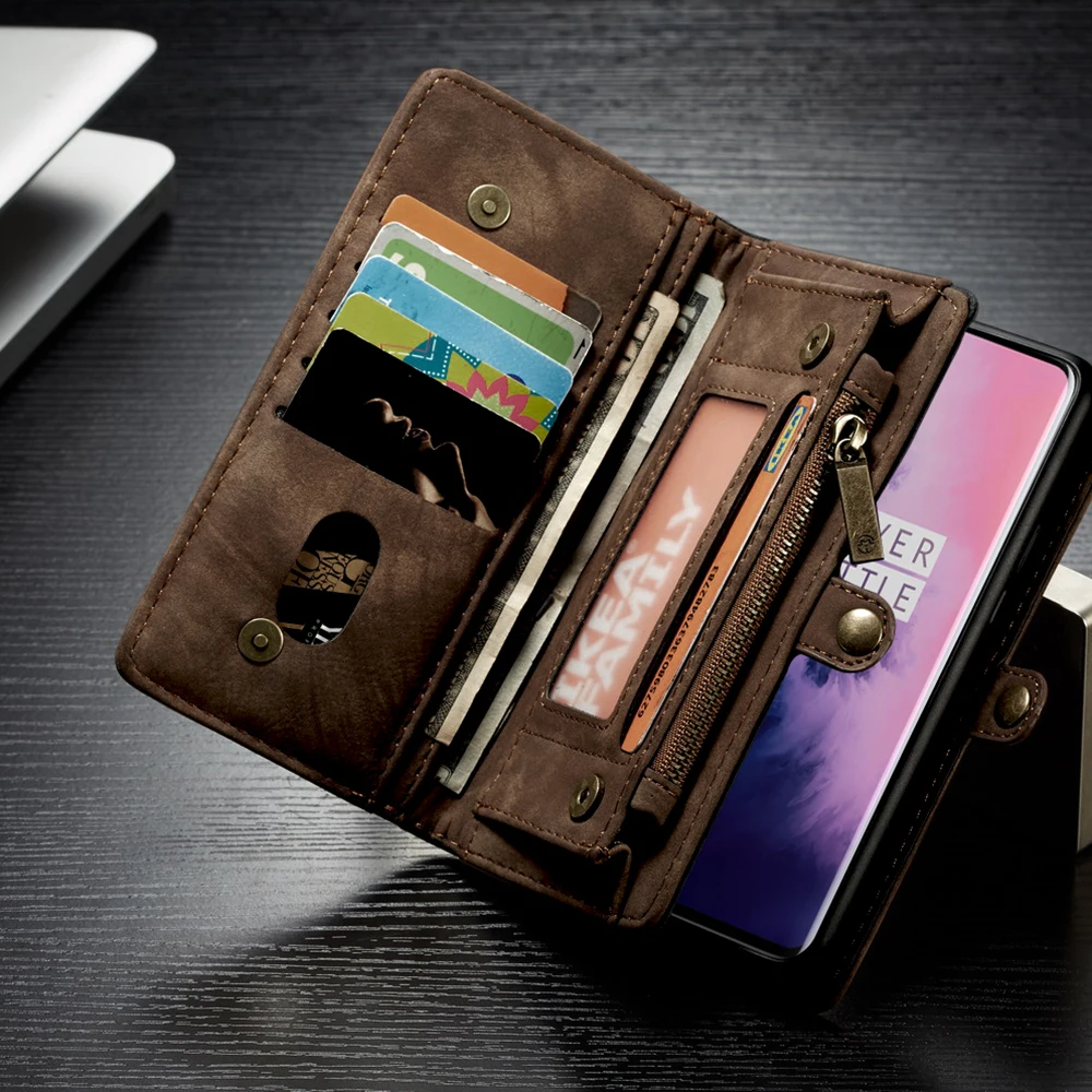 Чехол для Oneplus 7 Pro, многофункциональные карты, кошелек, чехол для телефона, для Oneplus 7, 7 Pro, съемный, из коровьей кожи, флип, подставки, Fundas