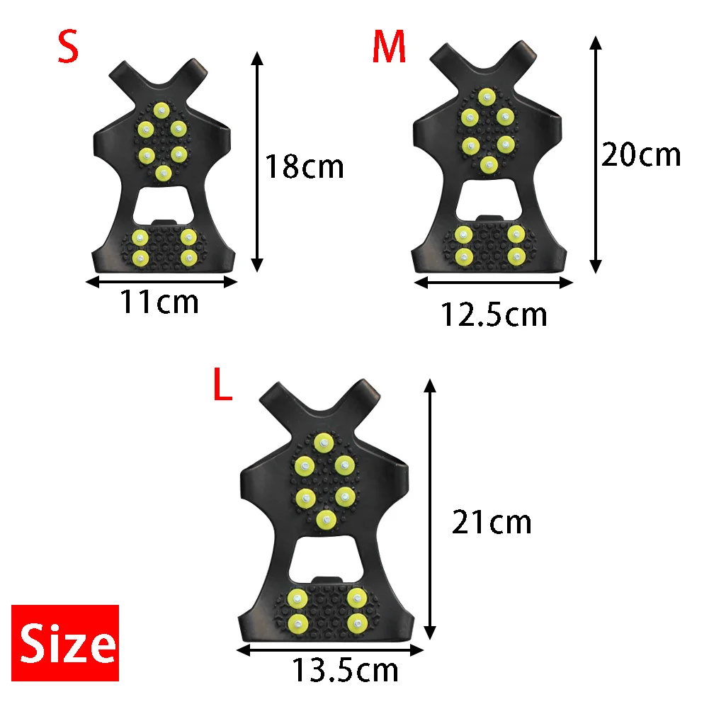 1 Pair S M L 10 Studs Anti-Skid Snow Ice Climbing Shoe Spikes Ice Grips Cleats Crampons Winter Climbing Anti Slip Shoes Cover