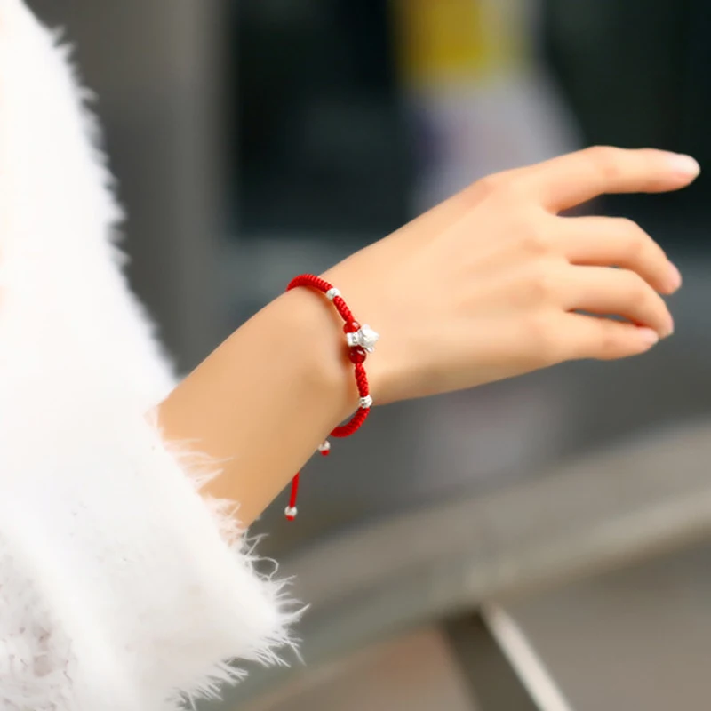 

12 animals styles 925 Sterling silver Red String Bracelet twelve zodiac transport beads couples men women bestie woven hand rope