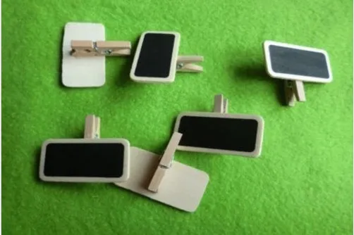 

New 10pcs Wooden Blackboard Mini Chalkboard Memo Clip Kid Gift Stationery Supplies 4cm * 2cm * 0.2cm thickness