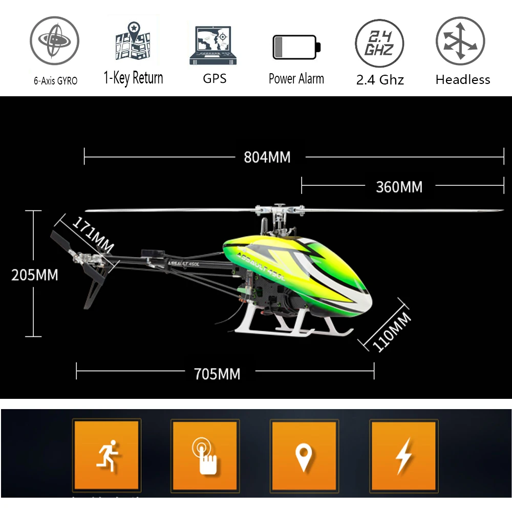Умных дронов 450L 6CH RC вертолет 3D 6 axis Gyro Flybarless GPS RTF 2 4 ГГц игрушки|Радиоуправляемые