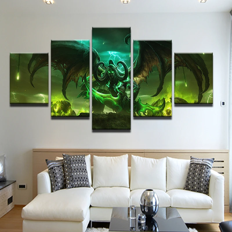 Настенные художественные картины комнатный декор рамка 5 шт. World Of Warcraft холст