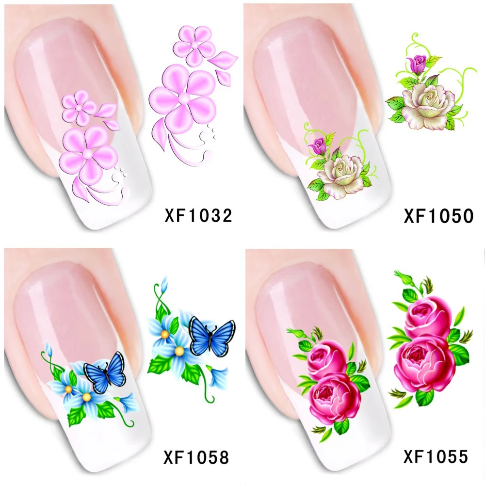 30 стилей! Модный лак для ногтей наклейки с цветочным дизайном водные переводные
