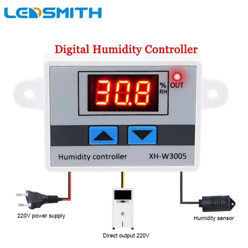LEDSMITH XH W3005 цифровой контроллер влажности AC 220V переключатель управления