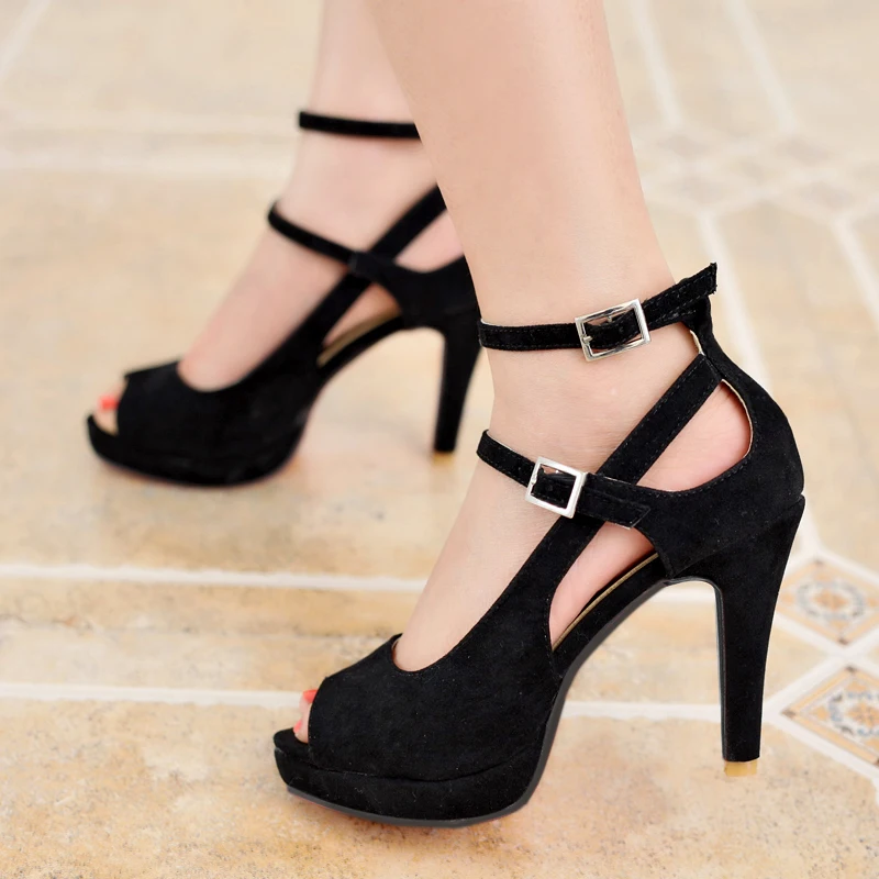 

ENMAYLA Basic Casual Buckle Strap Women High Heel Sandals 2019 Summer Fashion Shoes Woman Sandals Size 34-43 LY1036