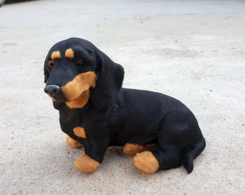 Новая игрушка такса из смолы и меха черная Сидящая собака кукла подарок около 19x15