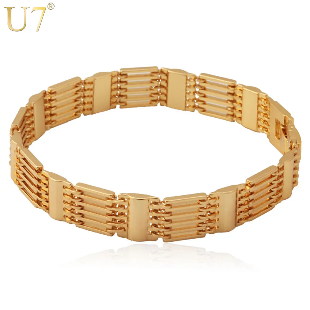 U7 Широкие Браслеты Ювелирные Изделия Новый Позолоченный Коренастый