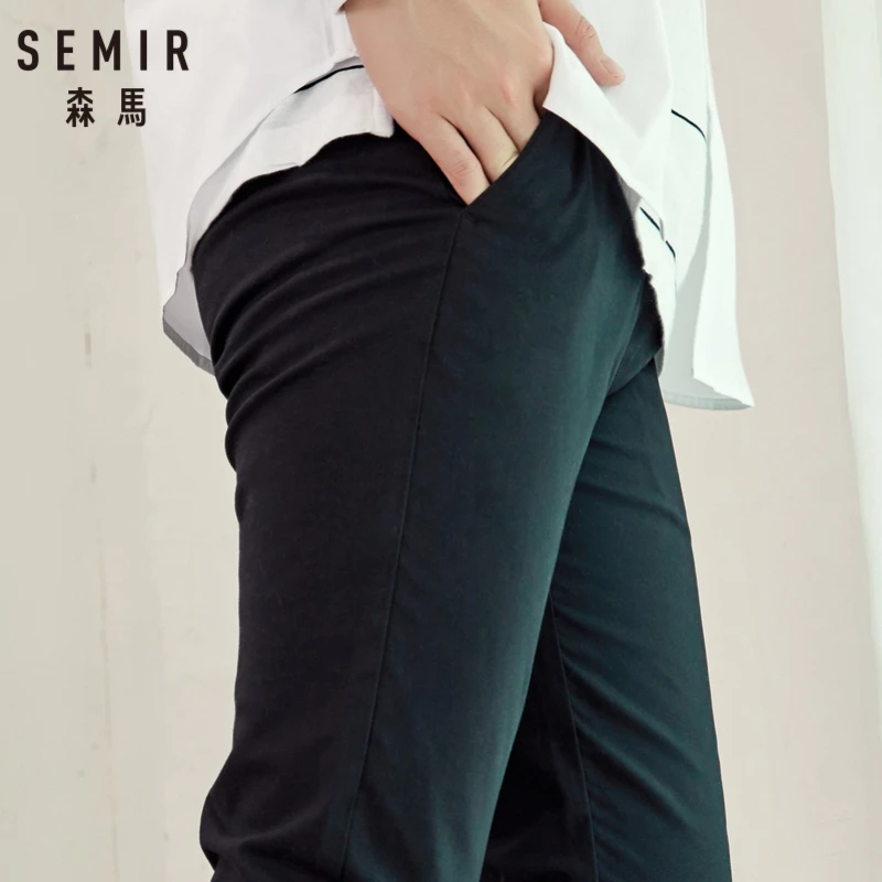 SEMIR мужские хлопковые брюки Чино облегающие прямые с карманами в повседневном
