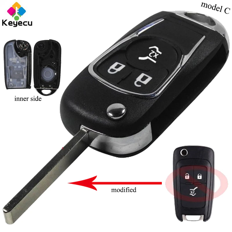 KEYECU Модифицированная откидная оболочка ключа дистанционного управления с 2/3/4