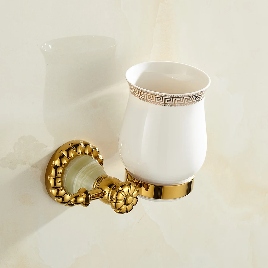 Solid Cup &amp Tumbler Holders Brass Glass Set Golden Toothbrush Accessories | Обустройство дома