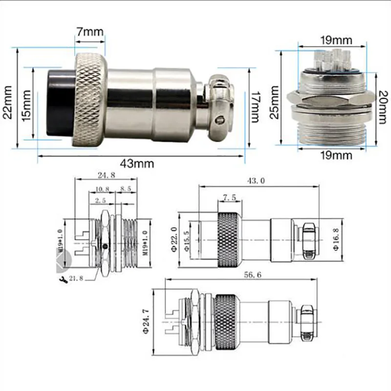 

Aviation Connector Plug Socket GX20 2pin 3pin 4pin 5pin 6pin 7 8 9 10 12 14 15pin 20M Metal Round Connectors for Industrial Equi