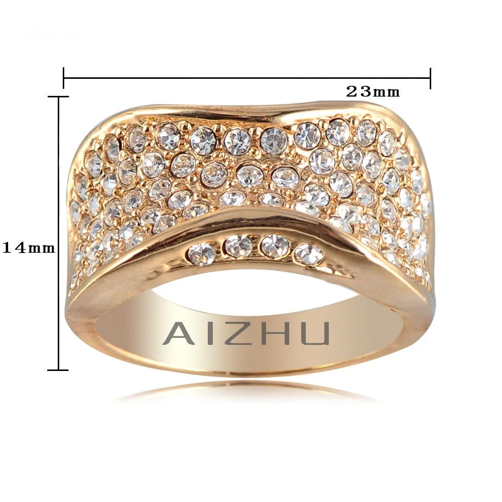 Luxury High Quality Full Czech Rhinestone Inlay Jewelry 18K Gold Plated Rageared Wedding Men Ring Design Size 5.5-10 | Украшения и