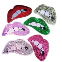 2pc lips beading sequined patch big motif applique mouth sewiron on patches for clothing accessories sequined stickers 6 colors