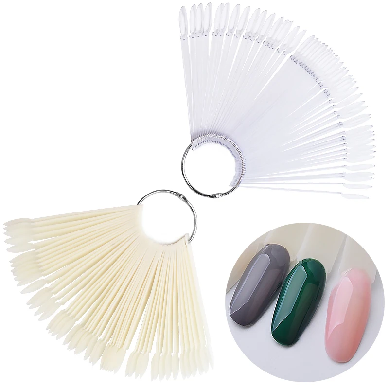 

1Set False Nail Tips Nature Clear transparent Fan Finger Full Card Nail Art Display Practice Acrylic UV Gel Polish Tool Manicure