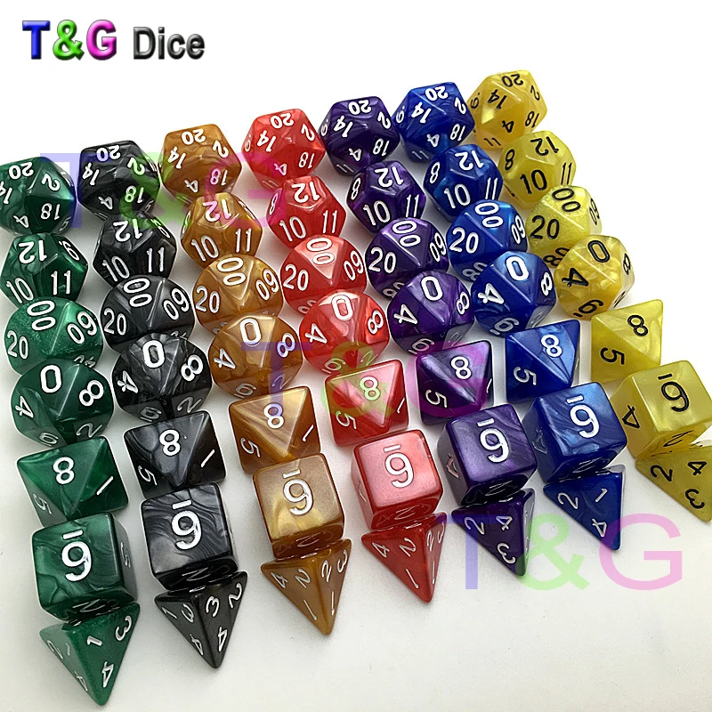 7 штук пакет Высокое качество мульти сторонний кости с перламутровым эффектом D4 6