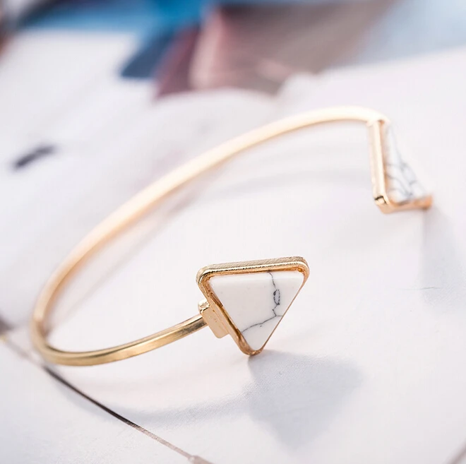 Лидер продаж модный треугольный Браслет манжета золотого цвета в стиле панк