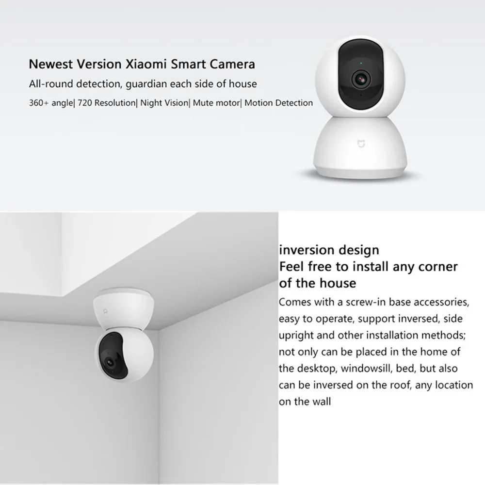 Оригинальный Xiaomi Mijia Smart Cam Колыбель глава версии 720 P HD 360 градусов Ночное видение
