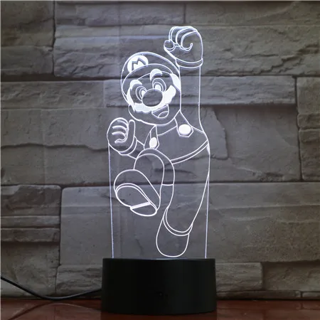 3D светодиодная USB-лампа в виде супермарио акриловая мультяшная 3d-фигурка