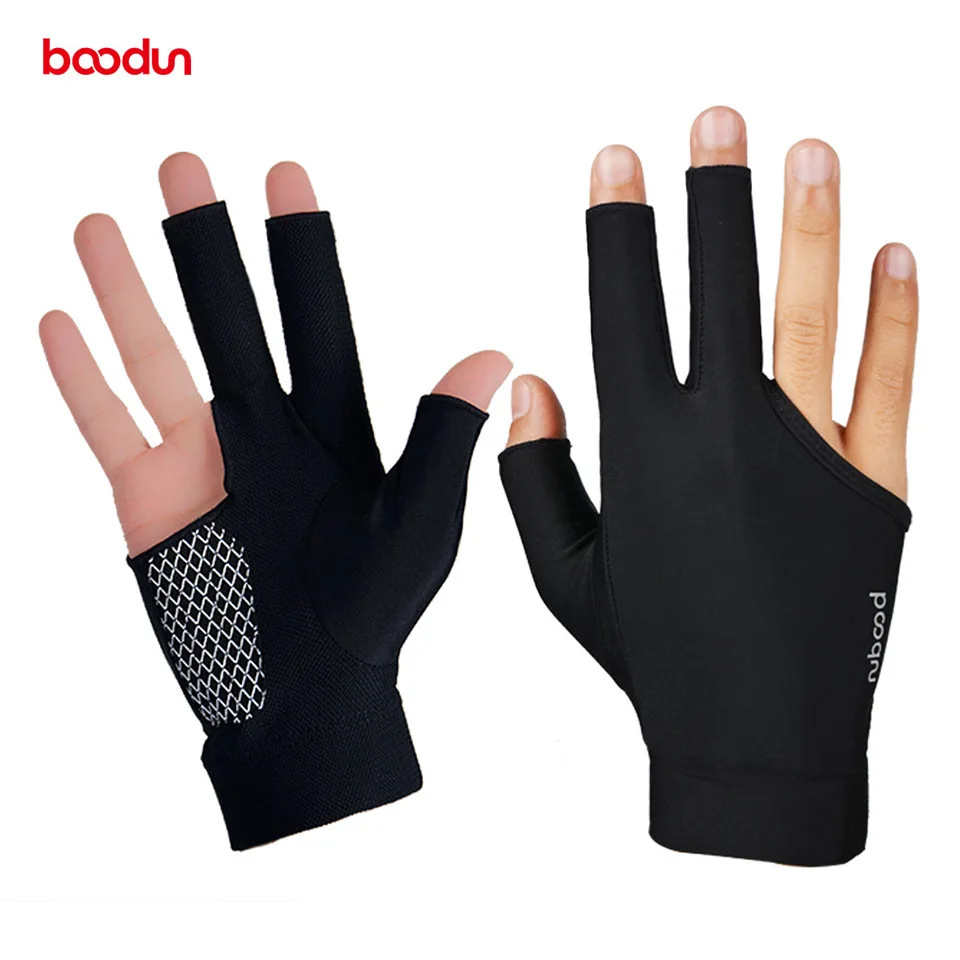 1PCS Black M Boodun мужские Wo мужские s бильярдные перчатки для игры в пул 3 пальца снукер бильярдные перчатки правая рука бильярдные аксессуары - Цвет: 1PCS Black M