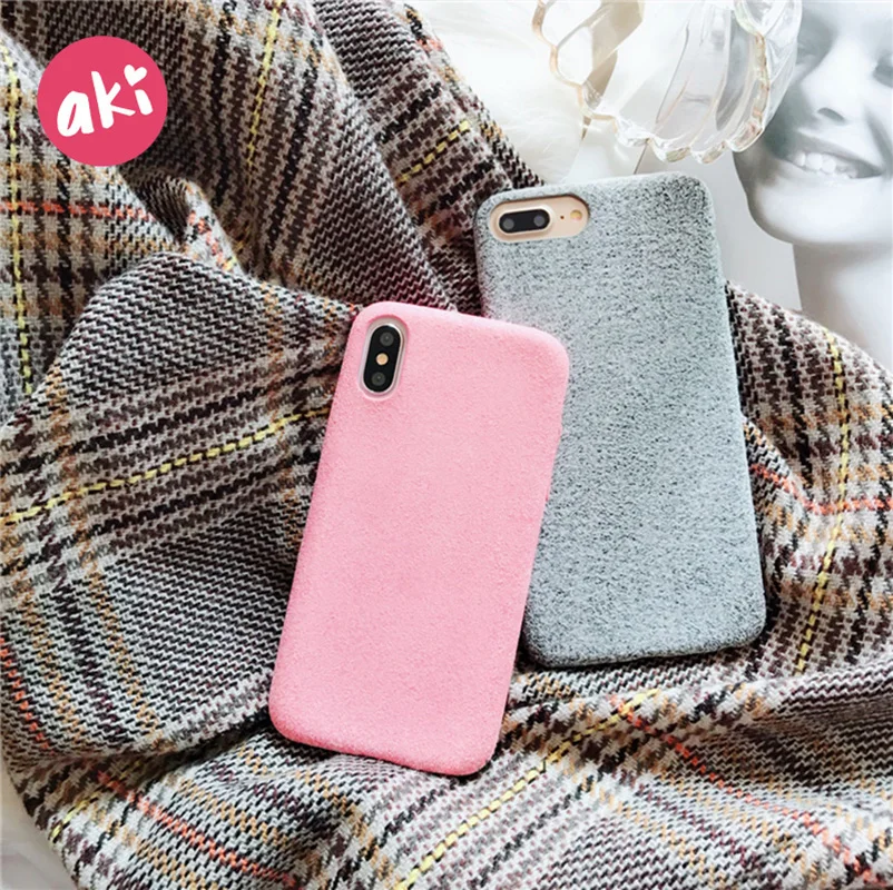 Чехол для телефона из микрофибры AKI iPhone 8 7 Plus тканевая задняя крышка чехол X 6 6S |