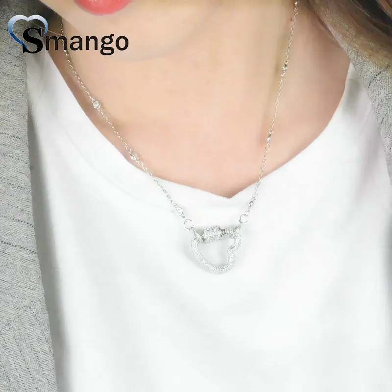 Silver 5 шт., Женская мода в форме сердца крапановая закрепка CZ установка ожерелье, 5 цветов покрытия, можно смешивать - Окраска металла: Silver