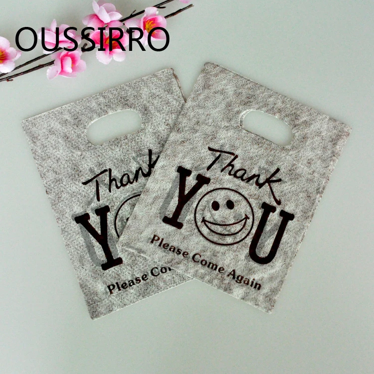 

25pcs Lovely Thank You Plastic Bags With Handle Mini Jewelry Boutique Gift Packaging Shopping Bags Party Favors Wholesale