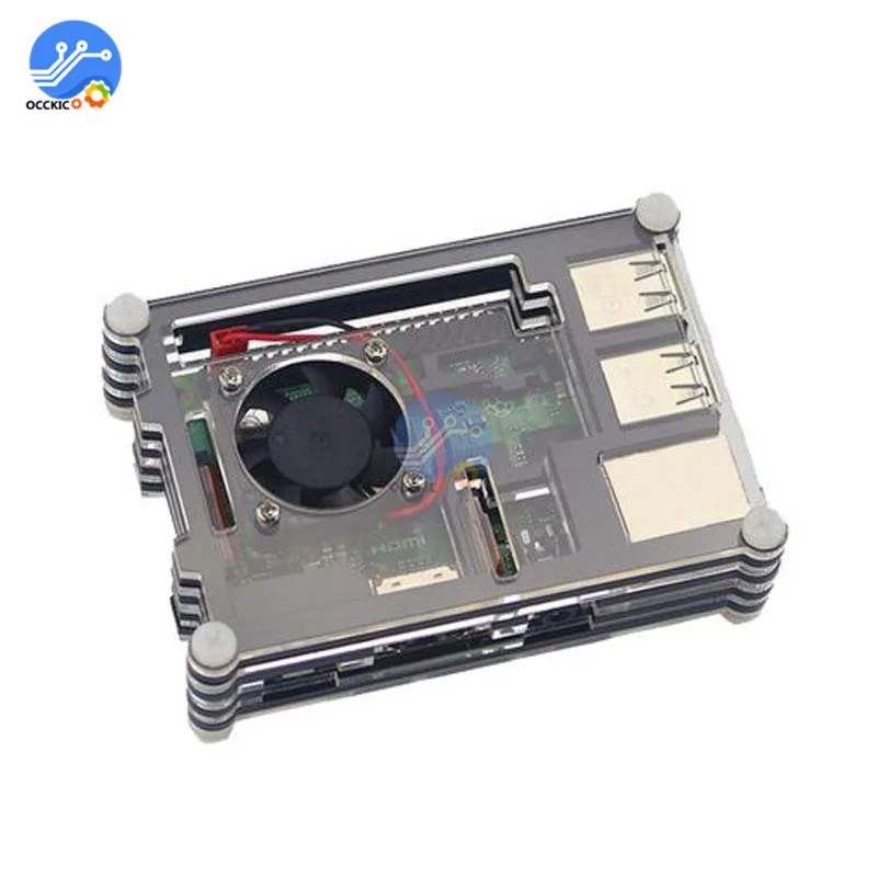 Для Raspberry Pi 3B + пластиковый корпус Радужное покрытие 9 слоев синий красный черный