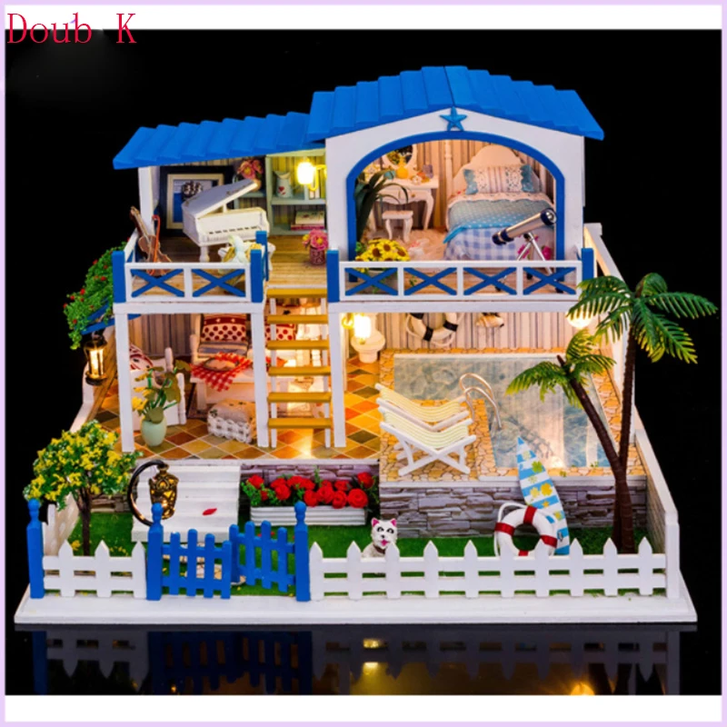 Миниатюрный Кукольный 3d дом Doub k сделай сам Сборная модель блока игрушки
