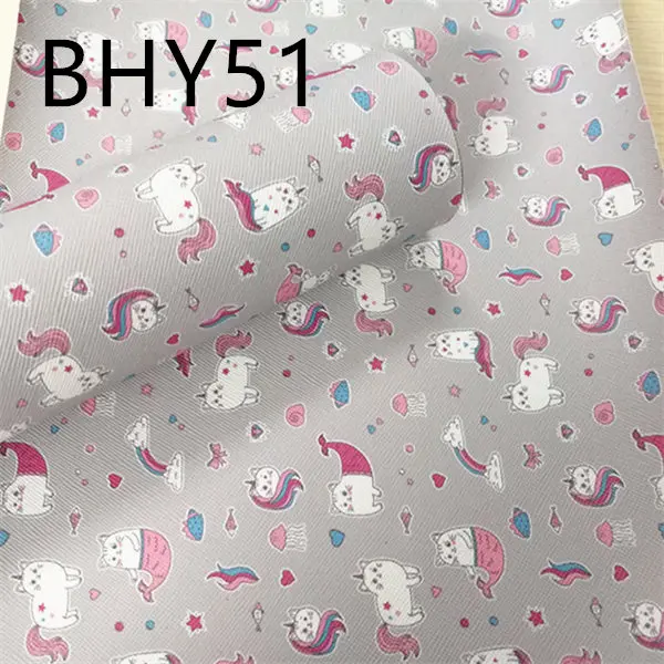 BHY51 7,6*12 дюймов мультфильм печати искусственная кожа для DIY аксессуары BHY51 - Цвет: BHY51
