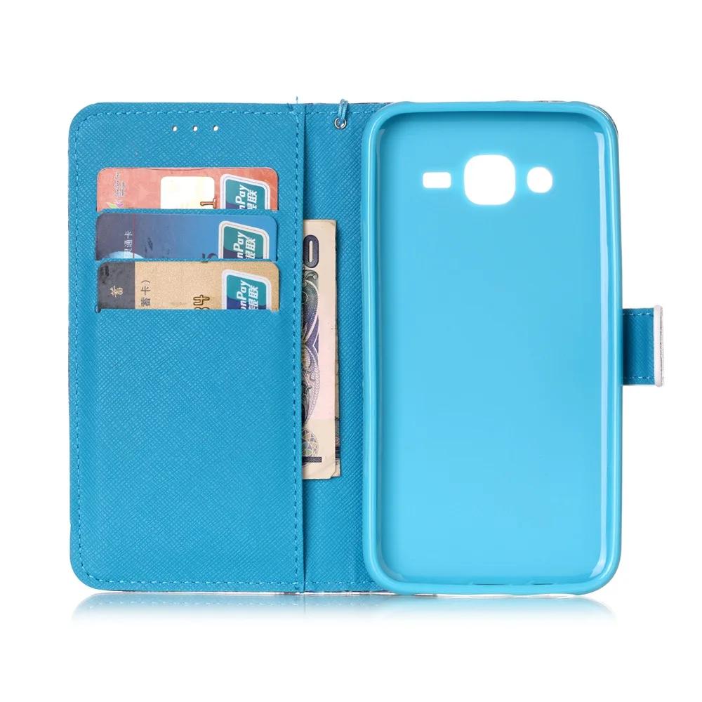 Милый кожаный чехол-кошелек с рисунком волка Совы черепа мечты для Samsung Galaxy J3 J5 2015