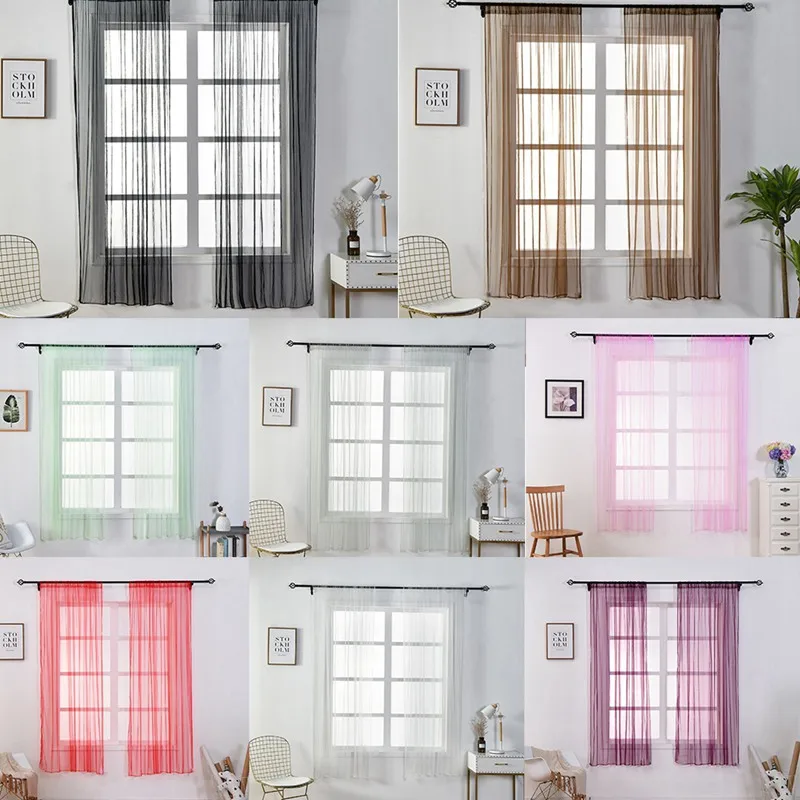 white Window Curtains Screening Solid Door Drape Panel Sheer Tulle For Living Room European and American style | Дом и сад
