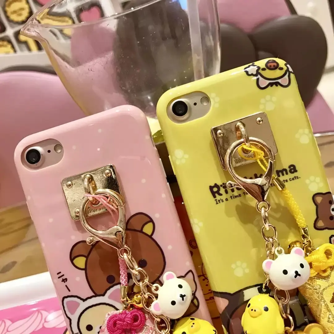 Rilakkuma милый мультфильм кольцо колокольчик силиконовый чехол для телефона чехол для iphone 11 pro 7 6 6splus 8 X XR XS забавная Милая резинка гелевый Чехол