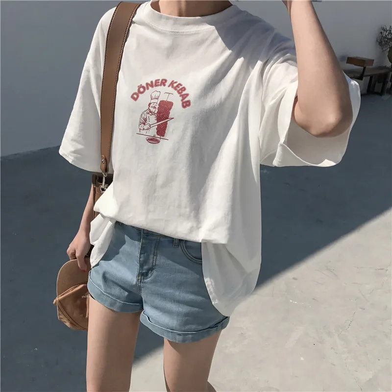 2018 летняя футболка большого размера с коротким рукавом футболки мультяшным