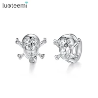 luoteemi new popular skeleton shaped stud earrings for women party handmade hip pop jewelry two colors pendientes christmas gift