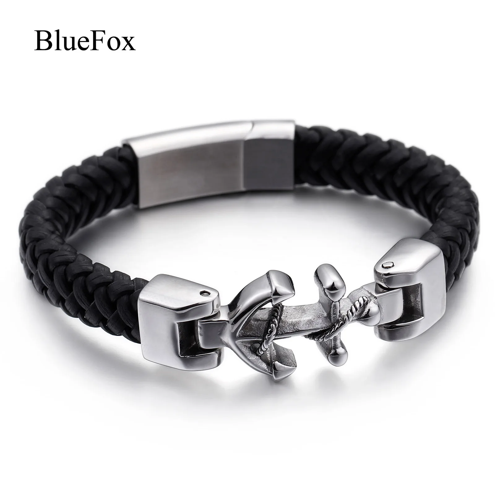 Шикарный Якорь кожа ткань ручной цепи Для мужчин Браслеты и браслеты 316L