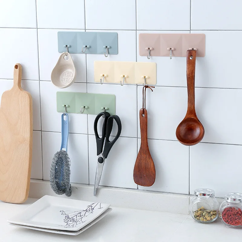 3 в 1 настенный клей Крючки для ванной и кухни крючок вешалки одежды ложка