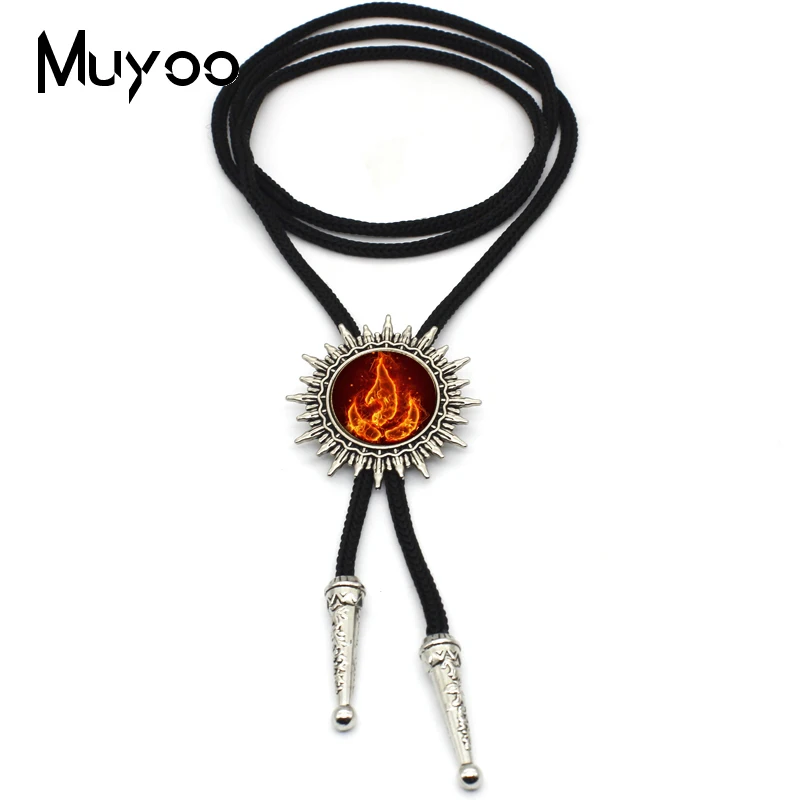 BOLO-00129 New Fashion The Fire Slide Neckties Metal Ties Handmade Bolo Tie Glass Cabochon Jewelry | Украшения и аксессуары