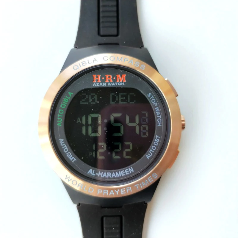Gold black screen Оригинальные часы azan часы для мусульманской молитвы 6508 модель лучший Исламский подарок - Цвет: Gold black screen