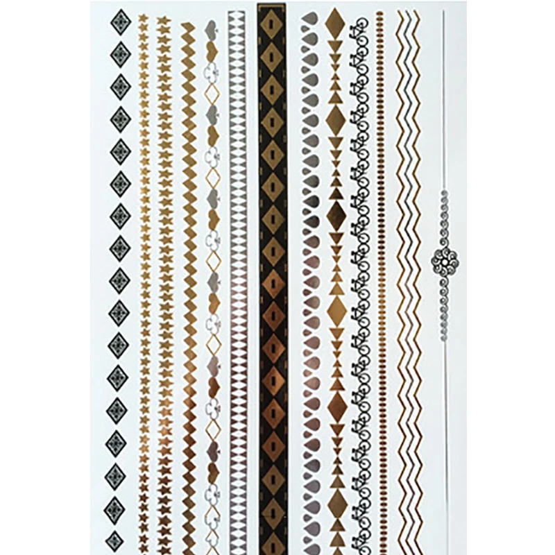 Мода 1 шт. Золотая временная вспышка металлическая наклейка для татуировки